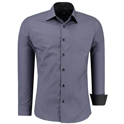 Abbildung von J&#039;S FASHION Herren Hemd Slim Fit Langarm Freizeithemd Pflegeleicht Bügelleicht Anthrazit S