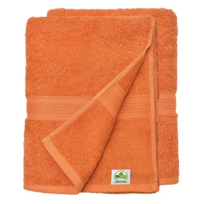 Abbildung von leevitex® Saunatuch Frottee XXL, (2 St), 80 x 200 cm, extra groß &amp; saugfähig, Terrakotta/Dunkelorange