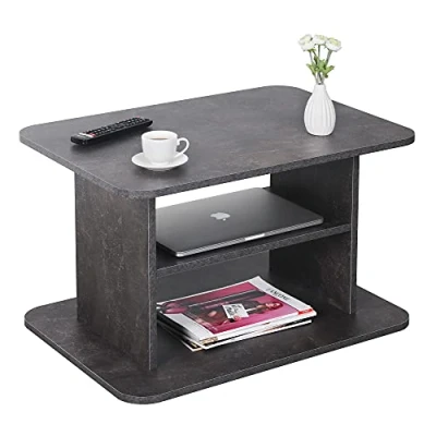 Abbildung von RICOO Couchtisch mit Stauraum 69 x 45 50 cm, Holz, Wohnzimmertisch für Couch Betonoptik Grau WM094 BG, Tisch Wohnzimmer Tisch, Sofatisch, Coffee Table, klein,