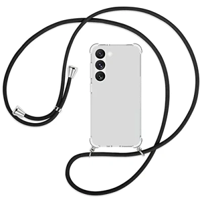 Abbildung von mtb more energy® Handykette kompatibel mit Samsung Galaxy S23 5G schwarz Smartphone Hülle zum Umhängen Anti Shock Full TPU Case