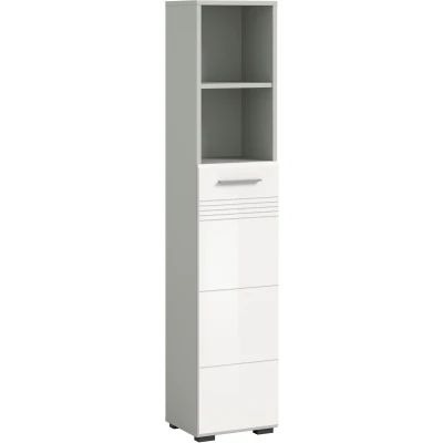 Abbildung von welltime Hochschrank &quot;Calcio, Höhe 150 cm, 1 Tür, 2 offene Fächer, 3 Einlegeböden&quot;, Türanschlag wechselbar, MDF Front, Badschrank, Bad Möbel, Badezimmer