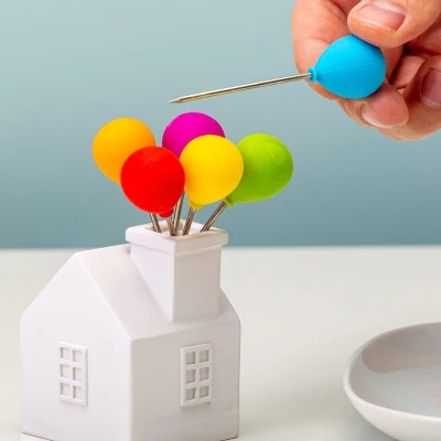 Abbildung von balvi Partygabel House Balloon Farbe Weiß Gabeln aus rostfreiem Stahl Für Nachtische und Aperitif SPE