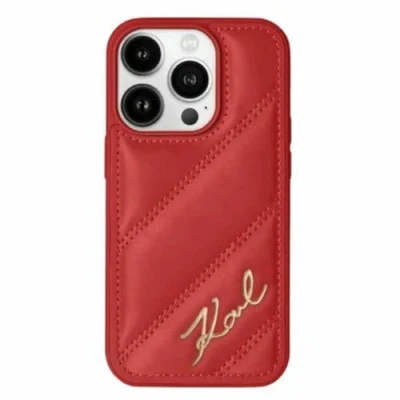 Abbildung von CG Mobile Karl Lagerfeld KLHCP15XPQDSMGR Hülle für iPhone 15 Pro Max 6.7&quot; Rot hardcase Diagonal Quilted Script