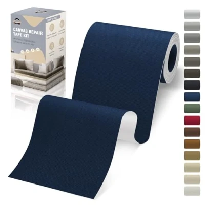 Abbildung von OAZ Flicken Selbstklebend Stoff, 10 x 200 cm Leinwand Stoff Selbstklebend, Marineblau, Wasserdichtes für Sofa Zelt Möbel Autositz Liege