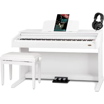 Abbildung von Classic Cantabile Digitalpiano DP 210 E Piano mit 88 Tasten Hammermechanik (Spar Set, 4 St., inkl. Klavierbank, Kopfhörer &amp; Schule), Dual Mode/Split Mode (Layer Funktion) und USB