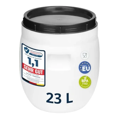Abbildung von Garronda Regentonne 23L BPA freies Fass Behälter mit Deckel für Lebensmittel GD 0087, Weiß, 23 l