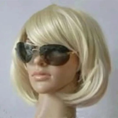 Abbildung von Frau Vogue braun glatte kurze Kunsthaar Perücken Side Bang blond