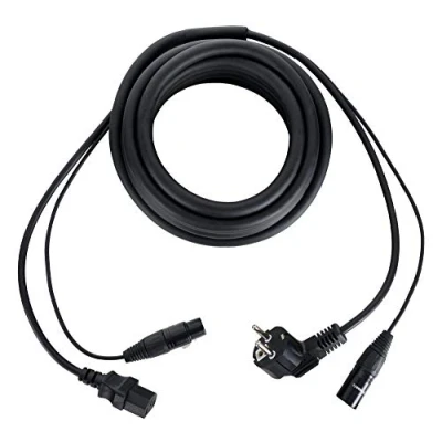 Abbildung von Pronomic Stage EUIECD 5 Hybridkabel Kaltgeräte/DMX m Kombi Kabel für Stromversorgung und DMX Signal zur Verbindung von Lichteffekten bis 6A belastbar schwarz