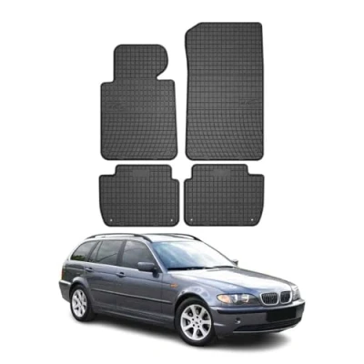 Abbildung von OMAC Gummi Fußmatten kompatibel mit BMW 3er Limo Touring E46 1998 2005 Automatte Schwarz 4X