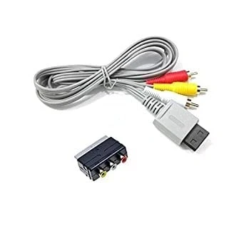 Abbildung von WICAREYO 1.8M Audio Video AV Cinch Composite Kabel mit 3RCA to Scart Adapter Konverter Switcher für Wii U Konsole