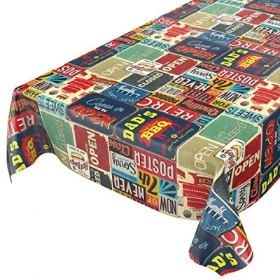 Abbildung von Wachstuchtischdecke abwaschbar Garten Tischdecke Wachstuch Rund Oval Eckig Indoor Outdoor Retro Cafe USA Amerika Style 300x140cm