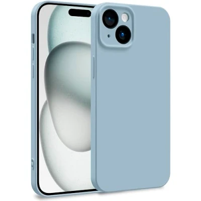 Abbildung von MyGadget Silikon Hülle kompatibel mit Apple iPhone 15 Plus Zweilagige Handyhülle Kameraschutz Cover Innenfutter &amp; außen Babyblau