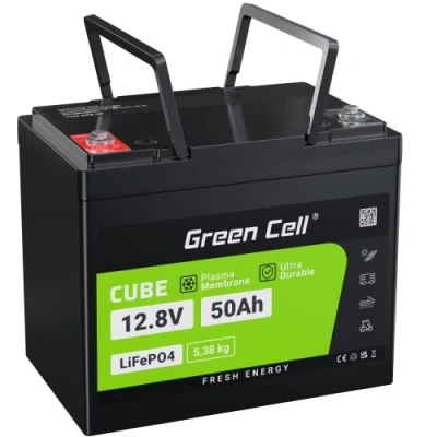 Abbildung von Green Cell LiFePO4 50Ah 12.8V Batterie 640Wh Lithium Akku 12V Eingebautes BMS, 10 Jahre Lebensdauer, über 5500+ Zyklen, Perfekt für Wohnmobil, Solaranlage, Boot, Solar Off Grid