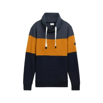 Abbildung von TOM TAILOR Herren Colourblock Sweatshirt mit hohem Kragen, 19024 Sky Captain Blue White Melange, M