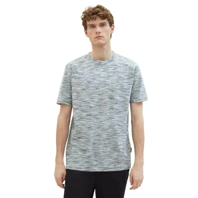 Abbildung von TOM Tailor IN Melange Optik Tshirt basic, Herren, Größe: Large, Navy white spacedye pique