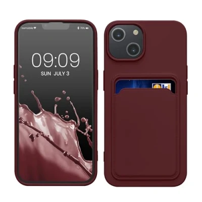 Abbildung von kwmobile Handyhülle kompatibel mit Apple iPhone 14 Hülle Handy Cover Fach für Karten in Tawny Red