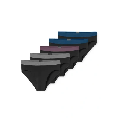 Abbildung von Schiesser 5 PACK Slip, Herren, Größe: Medium, Schwarz/grau/blau