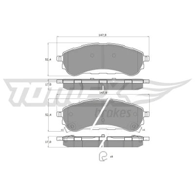Abbildung von TOMEX brakes TX 19 94 Bremsbelagsatz Hinterachse mit akustischer Verschleißwarnung Zubehör FORD: Ranger Mk3