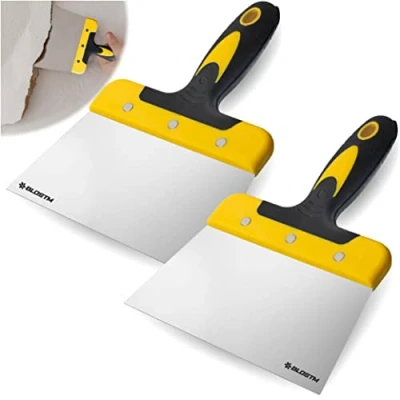 Abbildung von BLOSTM 17,8 cm Schaber Werkzeug, 2 Stück, Tapetenschaber, Spachtelmesser mit 175 mm breiter, flexibler Federstahlklinge, weicher Komfortgriff zum Dekorieren, Füllen, Trockenbau, Putz, DIY Projekte