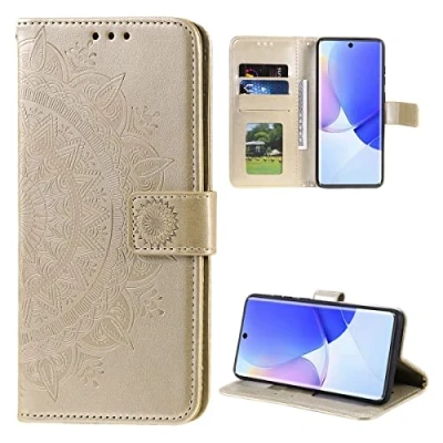 Abbildung von CoverKingz Handy Case kompatibel mit Huawei Nova 9 / Honor 50 Cover Kartenfach Phonecase Smartphone Hülle klappbar Motiv Mandala Gold
