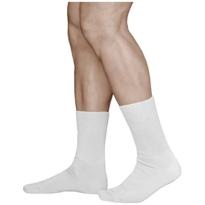 Abbildung von vitsocks Herren Diabetikersocken extra weit ohne Gummi Bund (3x PACK) geschwollene Füße, Baumwolle, 41 43 46 47 50, Weiß, 39
