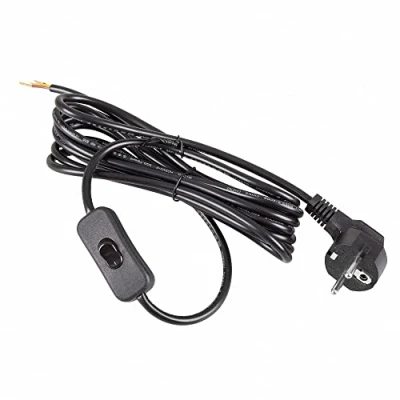 Abbildung von Mextronic Netzkabel 3 m Schuko Schutzkontaktstecker + Schalter 300SW schwarz offenes Ende