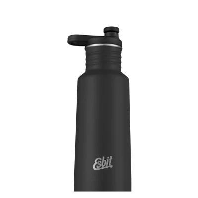 Abbildung von Esbit Sportflasche Pictor Trinkflasche 750 ml in Schwarz mit Sport und Loop Verschluss aus Edelstahl