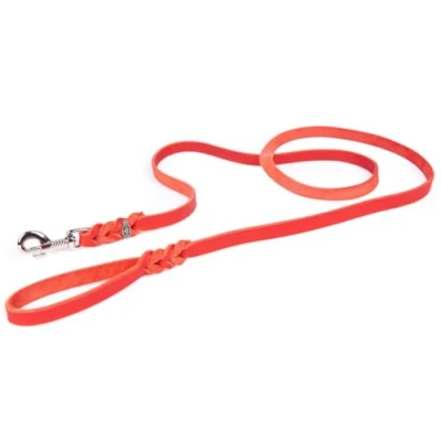 Abbildung von CopcoPet Hundeleine Rot 1 m x 10 mm aus hochwertigem Rindsleder Weiche Fettlederleine mit Chrom Karabiner Geflochtene Führleine für Hunde Zubehör 100% Handmade in Germany