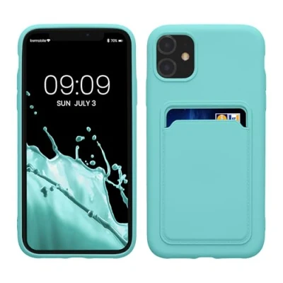 Abbildung von kwmobile Handyhülle kompatibel mit Apple iPhone 11 Hülle Handy Cover Fach für Karten in Mintgrün