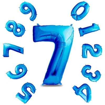 Abbildung von envami® Luftballon Geburtstag XXL Blau Riesen Folienballon in 40&quot; 101cm Geburtstagsdeko Ballon Zahl Deko zum Jungen fliegt mit Helium (Zahl 7)