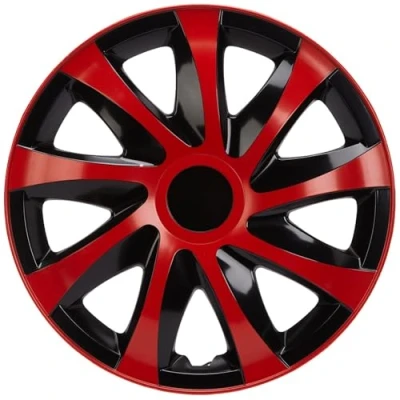 Abbildung von NRM Radkappe DRACO 15 Zoll in Rot/Schwarz, Zoll, (4 St) Radzierblenden für Stahlfelgen Zweifarbige Radkappen Satz 4er Set 15&quot;