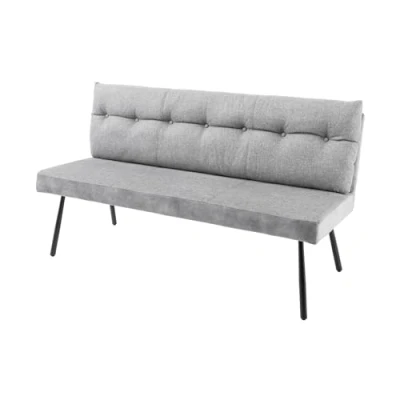 Abbildung von riess ambiente Sitzbank BIG GEORGE 160cm grau / schwarz (Einzelartikel, 1 St), Samt · Strukturstoff mit Lehne Metall· Federkern Modern Design
