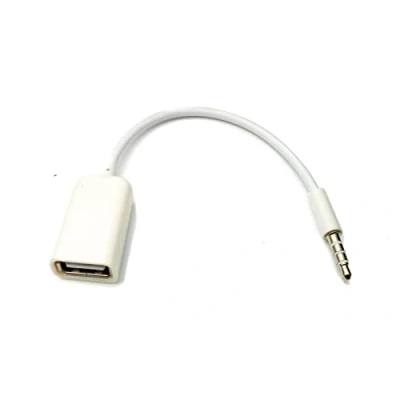 Abbildung von System S Audio USB Kabel 15 cm 3,5 mm Klinke Stecker zu 2.0 Typ A Buchse AUX in Weiß