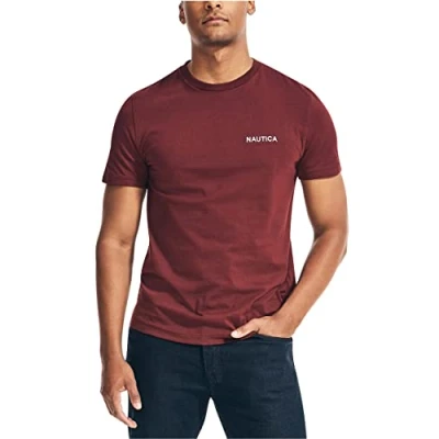 Abbildung von Nautica Herren Kurzärmeliges Rundhalsausschnitt T Shirt, Königsburgunderrot, XXL