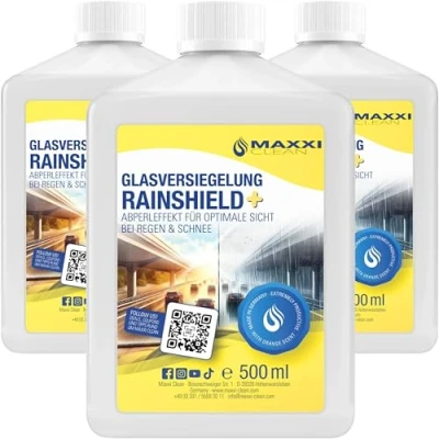 Abbildung von Maxxi Clean 3x 500 ml Scheibenversiegelung [Rain Shield +] Glasversiegelung Nanoversiegelung Regenabweiser mit Lotus Effekt Abperleffekt für klare Sicht