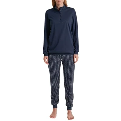 Abbildung von CALIDA Midnight Dreams Bündchen Pyjama Damen, aus 100% Dicker Baumwolle