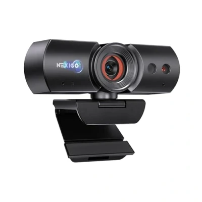 Abbildung von NexiGo HelloCam, 1080p Webcam mit Windows Hello und Mikrofon, Echter Datenschutz Automatischem Abdeckung, für Streamen von Online Kursen, Kompatibel Zoom/Skype/Teams