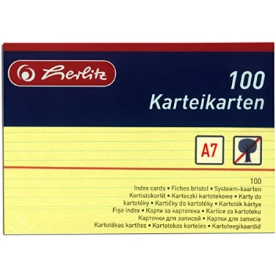 Abbildung von Herlitz 1150507 Karteikarten A5, Weiß, Gelb, A7 / 800 Karten, 100 Stück