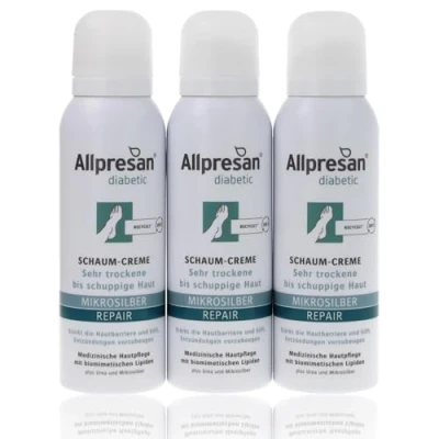 Abbildung von Allpresan diabetic MIKROSILBER+ REPAIR Fußschaum mit Mikrosilber für sehr trockene bis schuppige Haut bei Diabetes mellitus 125 ml (3er Pack)