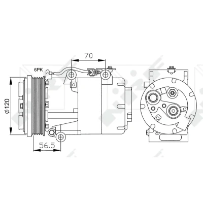 Abbildung von NRF EASY FIT 32250 Kompressor VS16 12 PAG 46 mit Kompressoröl, Dichtring FORD: KUGA 1, Focus 2 Schrägheck, Kombi, VOLVO: V50, C30