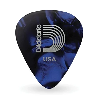 Abbildung von D&#039;Addario Plektrum Plektren Gitarre Pearl Celluloid Guitar Picks Gitarren 1CBUP4 10 Blue, Medium Stück