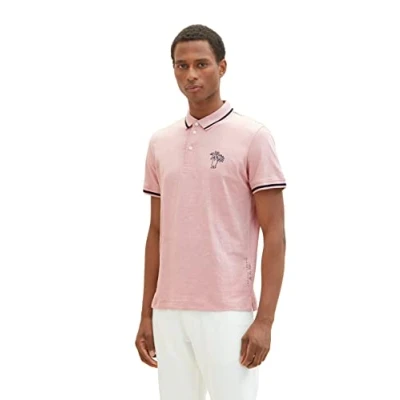 Abbildung von TOM TAILOR Herren 1036379 Poloshirt mit Palmen Print, 11055 Morning Pink, M