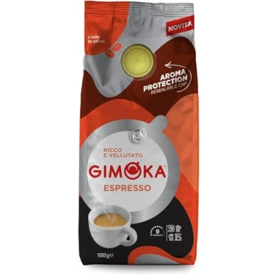 Abbildung von Gimoka Kaffeebohnen 1 kg ESPRESSO Mischung mittlere Röstung Intensität 9 mit wiederverschließbarem Deckel hergestellt in Italien 1kg Packung