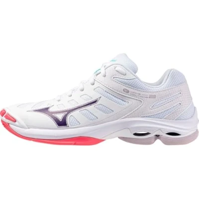 Abbildung von Mizuno WAVE Voltage 2 Volleyballschuh, Damen, Größe: 38.5, White/lilac/pink Schuhe