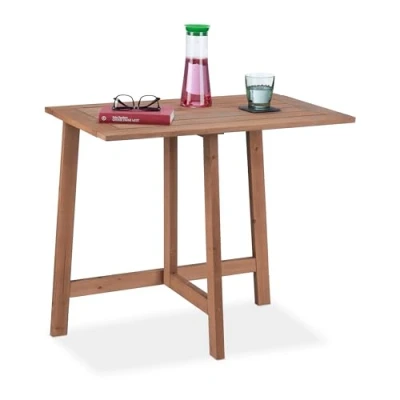 Abbildung von Relaxdays Klapptisch, Holz, Terrassentisch rechteckig, Outdoor, Balkon &amp; Garten, Wandklapptisch, HBT: 73x80x50 cm, braun