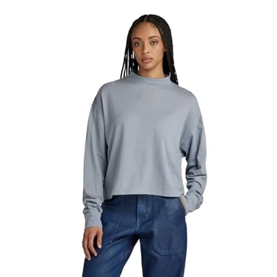 Abbildung von G Star MOCK Loose Langarmshirt, Damen, Größe: XL, Dim grey