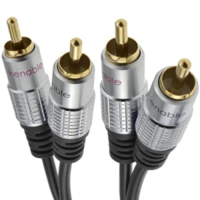 Abbildung von Profi Audio Metall 2 x Chinch Cinch Stecker Zum 2X Kabel Anschlusskabel Vergoldeten 3 m [3 Meter/3m]
