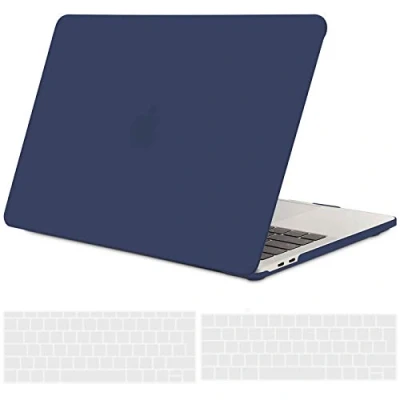 Abbildung von TECOOL Hülle für MacBook Pro 13 Zoll 2022 2021 2020 2016, A2338(M1/M2) A2289 A2251 A2159 A1989 A1706 mit Touch Bar, Ultradünn Schutzhülle Hartschale Matt Case Cover + EU Tastaturschutz, Marineblau