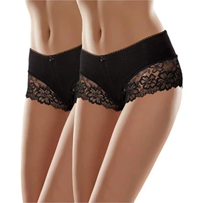 Abbildung von Merry Style Damen Boxershorts MSGAB107 (Schwarz (2Pack), 40 (Herstellergröße: L))