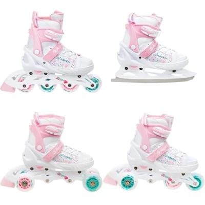 Abbildung von Rollschuhe 4in1 Verstellbares Rad LED Rosi Weiß/Rosa
